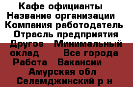 Кафе официанты › Название организации ­ Компания-работодатель › Отрасль предприятия ­ Другое › Минимальный оклад ­ 1 - Все города Работа » Вакансии   . Амурская обл.,Селемджинский р-н